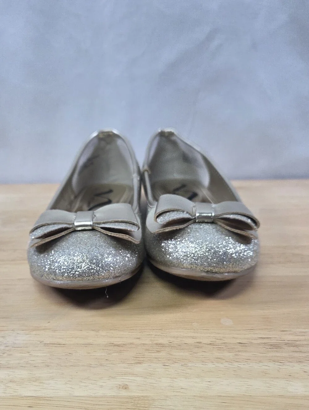Nina Ballet Flats Size 1 Girls Glitter Bow